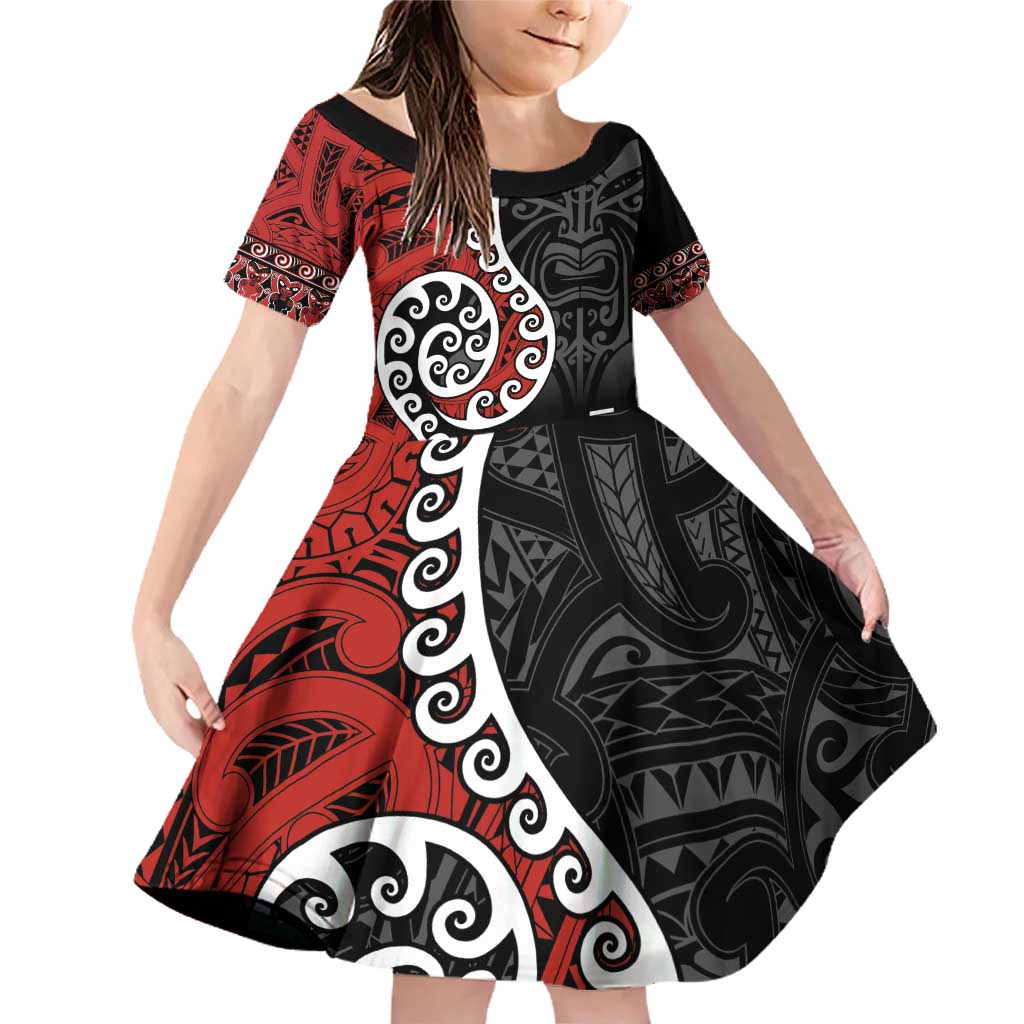 Honour The Treaty New Zealand Family Matching Off Shoulder Short Dress and Hawaiian Shirt Toitu Te Tiriti Ake!Ake!Ake!