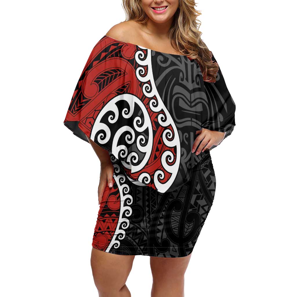 Honour The Treaty New Zealand Family Matching Off Shoulder Short Dress and Hawaiian Shirt Toitu Te Tiriti Ake!Ake!Ake!