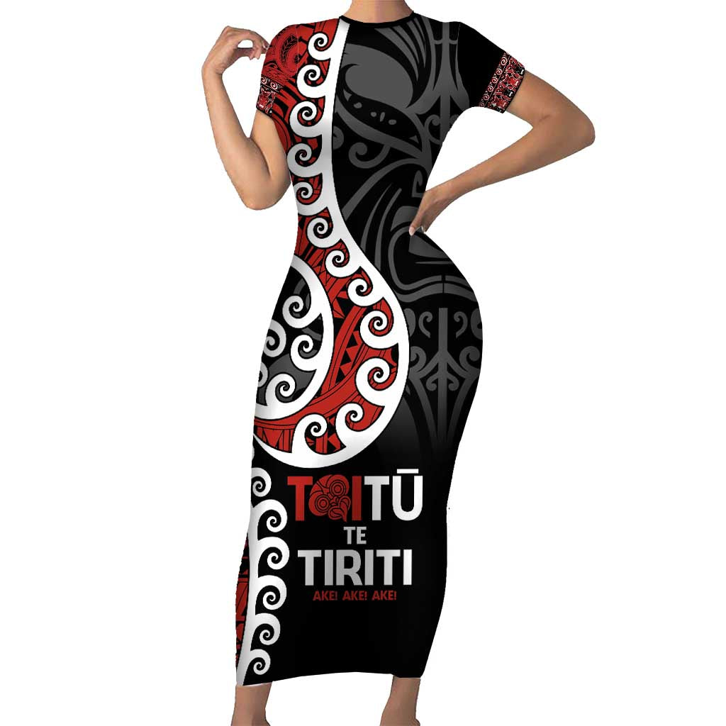 Honour The Treaty New Zealand Family Matching Short Sleeve Bodycon Dress and Hawaiian Shirt Toitu Te Tiriti Ake!Ake!Ake!