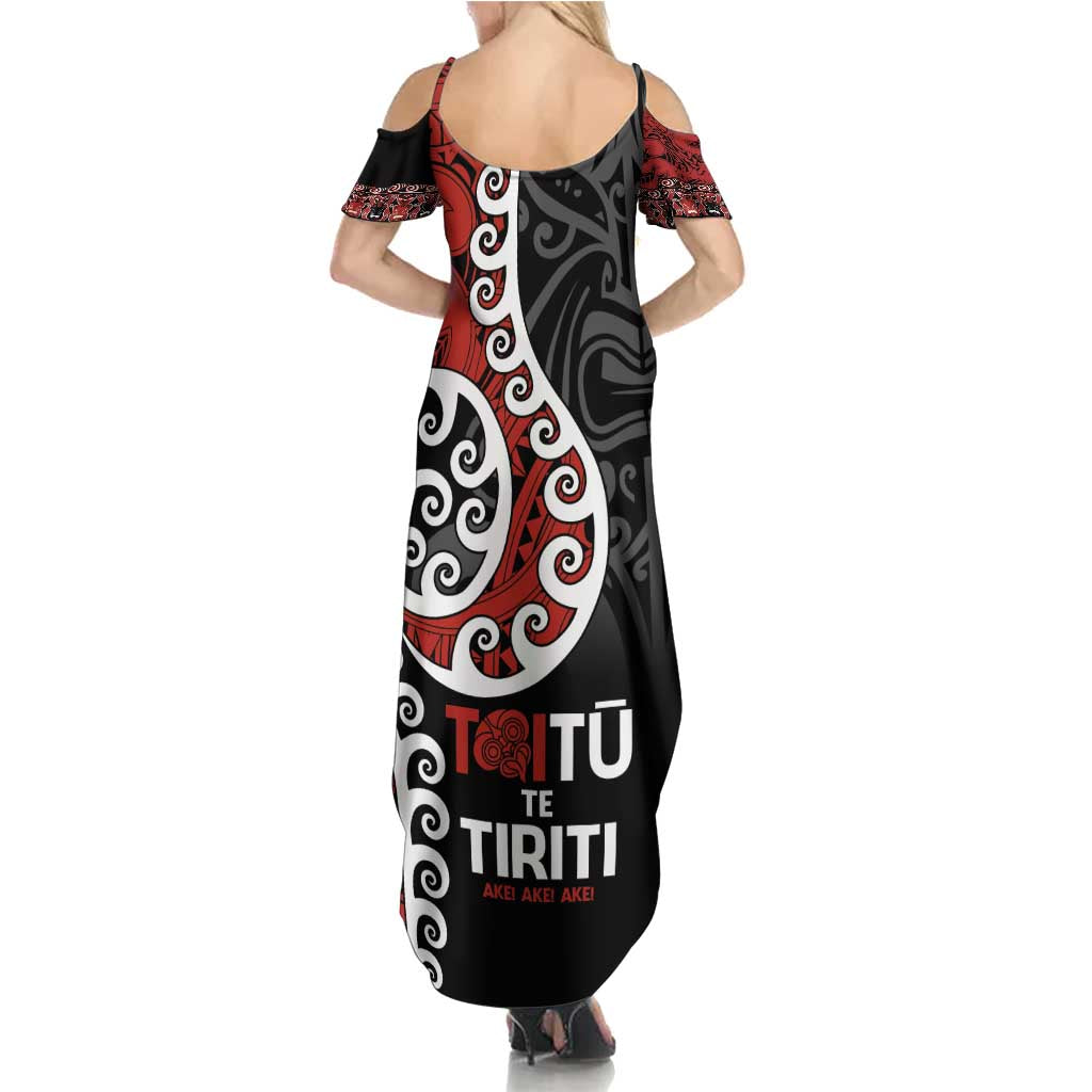 Honour The Treaty New Zealand Family Matching Summer Maxi Dress and Hawaiian Shirt Toitu Te Tiriti Ake!Ake!Ake!