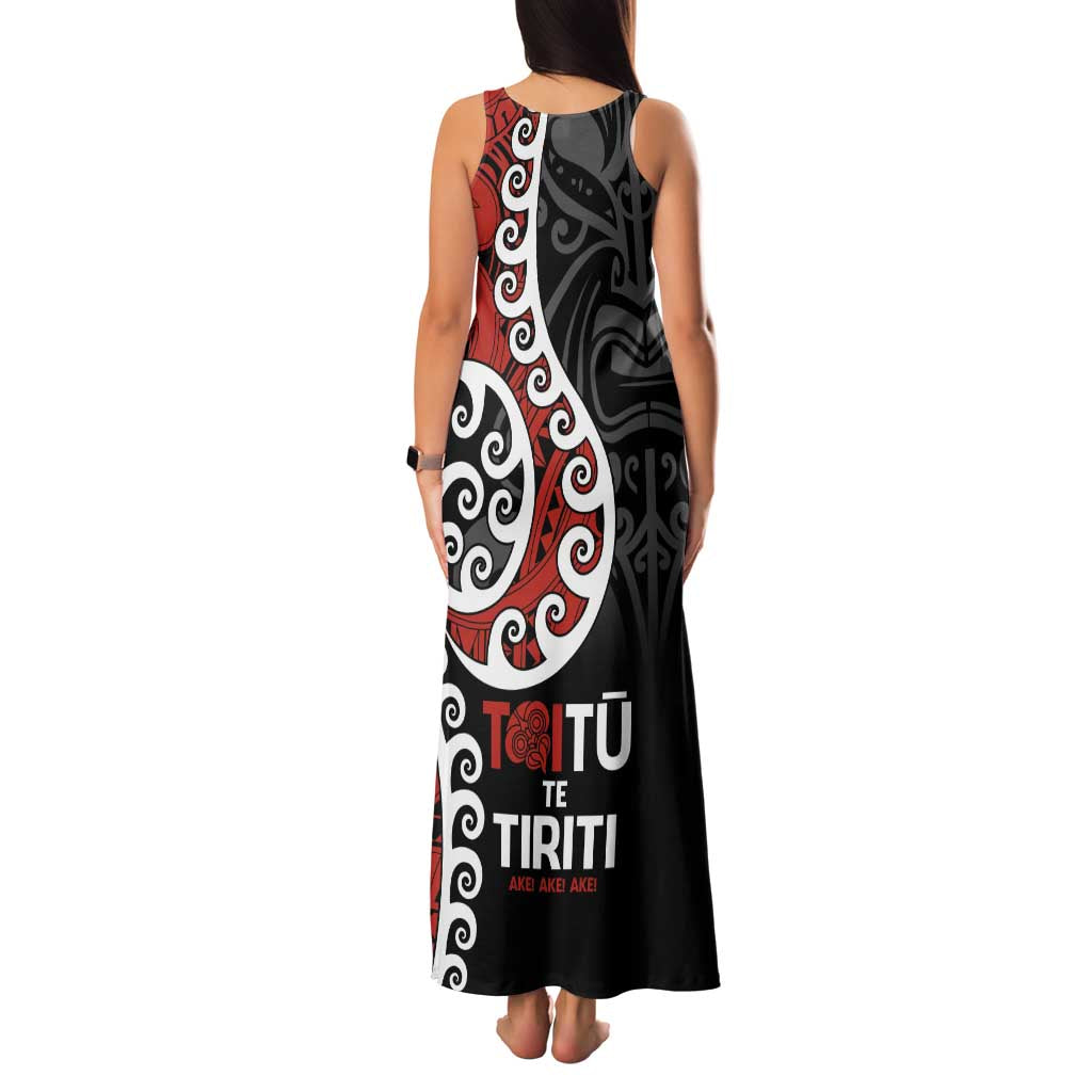 Honour The Treaty New Zealand Family Matching Tank Maxi Dress and Hawaiian Shirt Toitu Te Tiriti Ake!Ake!Ake!