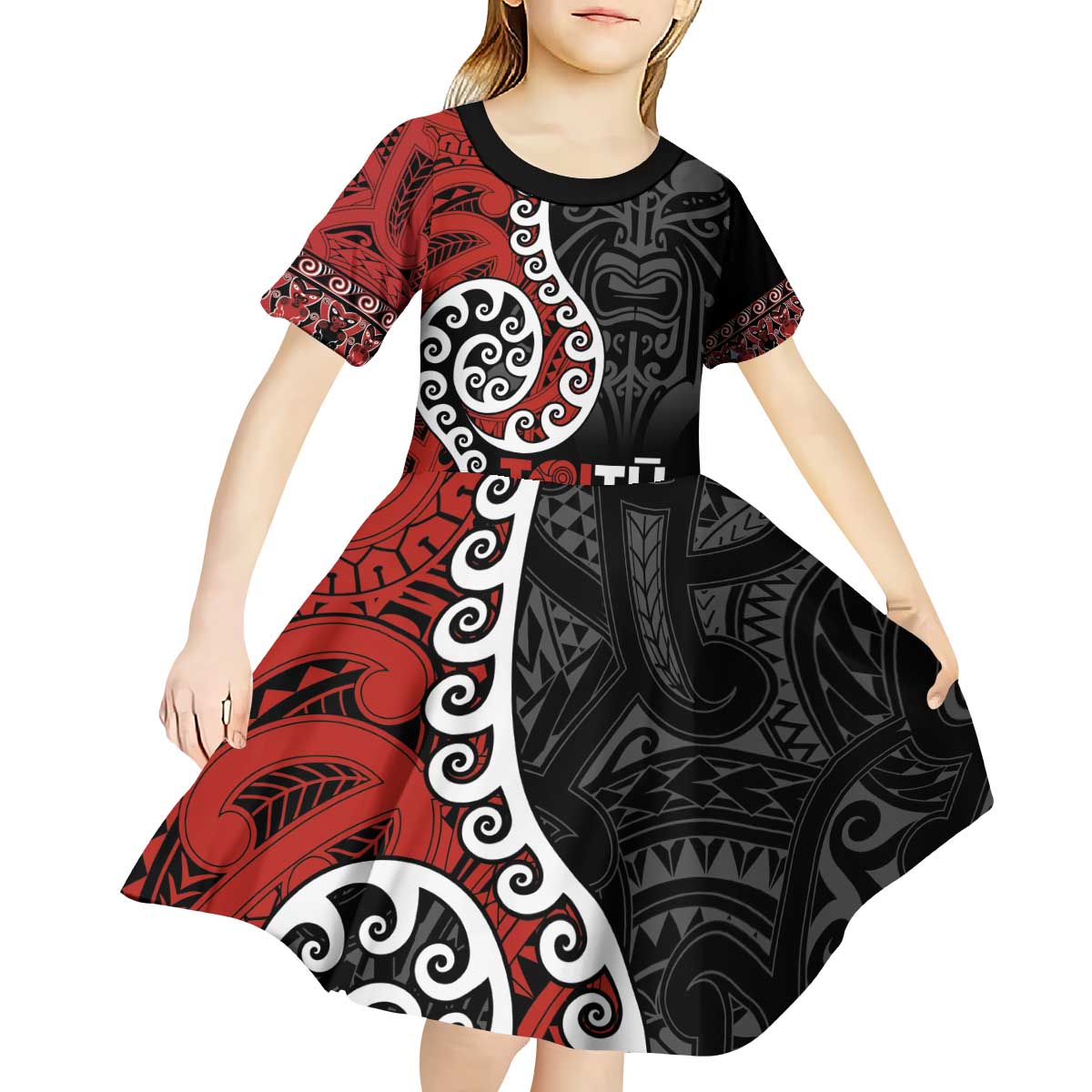 Honour The Treaty New Zealand Kid Short Sleeve Dress Toitu Te Tiriti Ake!Ake!Ake! - Vibe Hoodie Shop