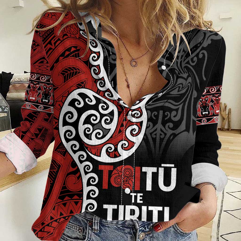 Honour The Treaty New Zealand Women Casual Shirt Toitu Te Tiriti Ake!Ake!Ake! - Vibe Hoodie Shop