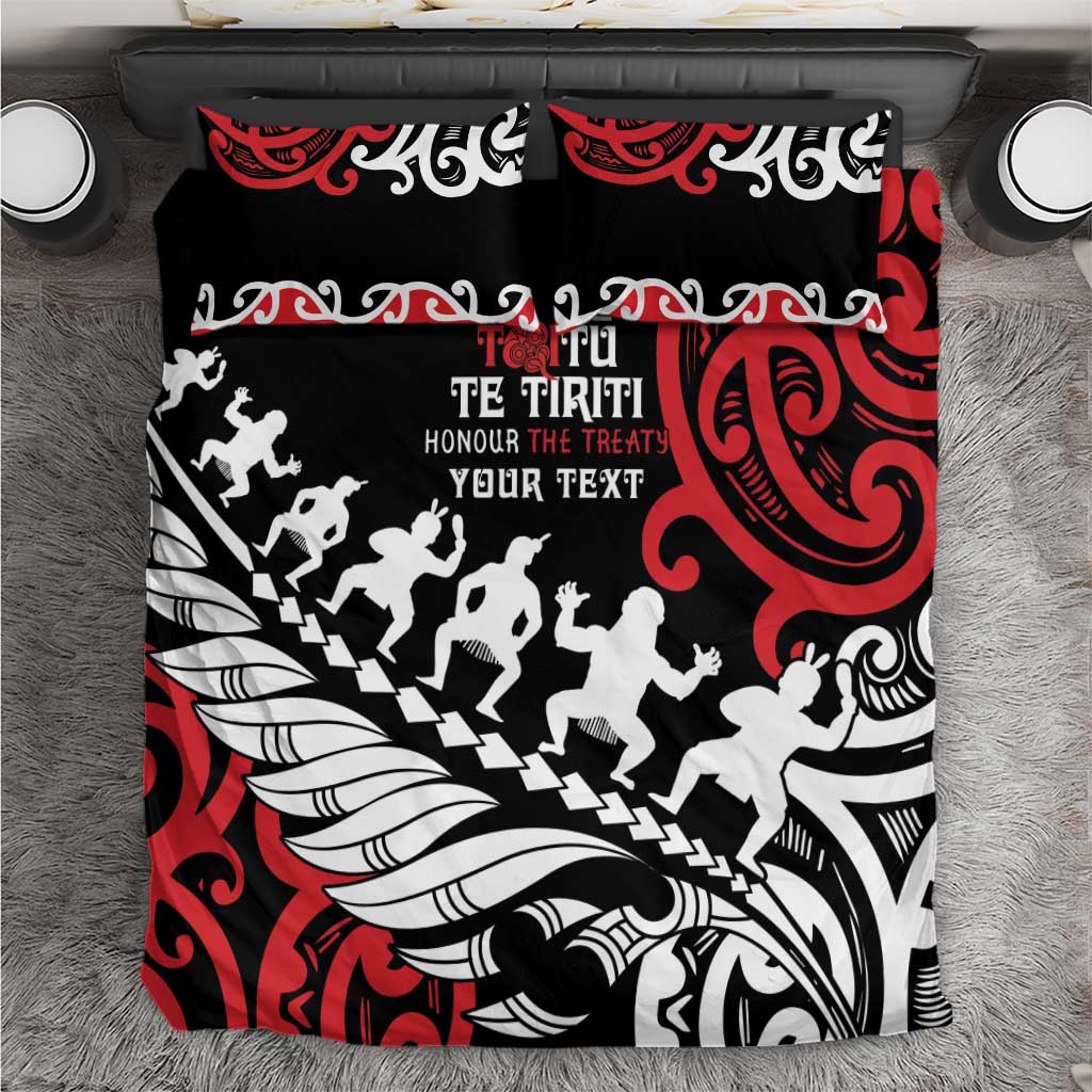 Honour The Treaty New Zealand Personalised Bedding Set Toitu Te Tiriti Half Fern with Haka dance - Vibe Hoodie Shop