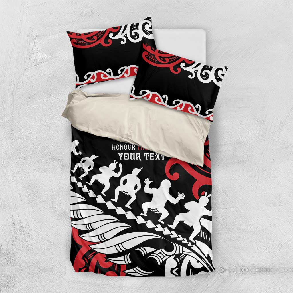 Honour The Treaty New Zealand Personalised Bedding Set Toitu Te Tiriti Half Fern with Haka dance - Vibe Hoodie Shop