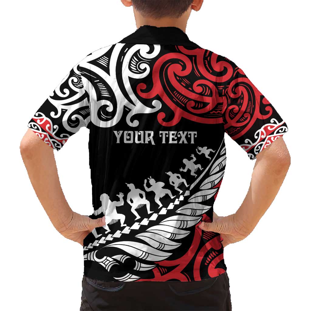 Honour The Treaty New Zealand Personalised Family Matching Long Sleeve Bodycon Dress and Hawaiian Shirt Toitu Te Tiriti Half Fern with Haka dance