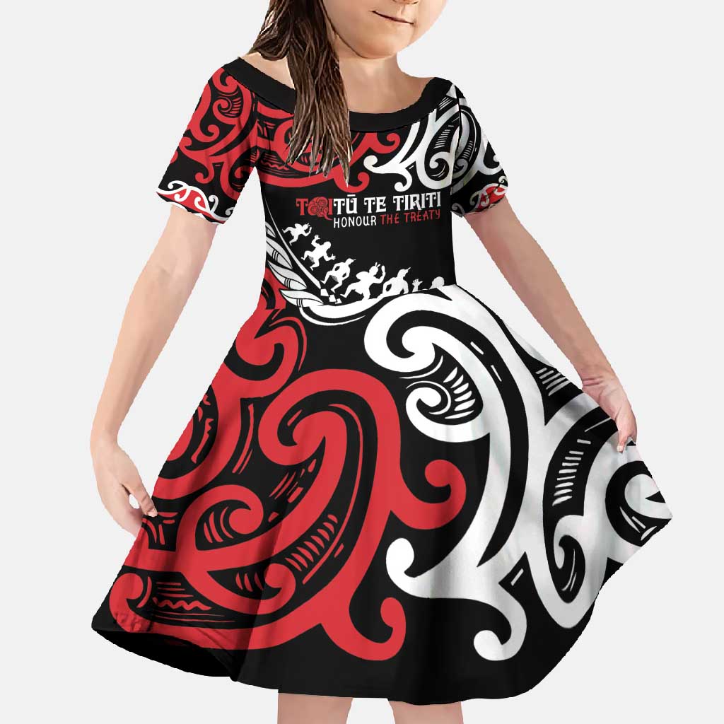 Honour The Treaty New Zealand Personalised Family Matching Mermaid Dress and Hawaiian Shirt Toitu Te Tiriti Half Fern with Haka dance