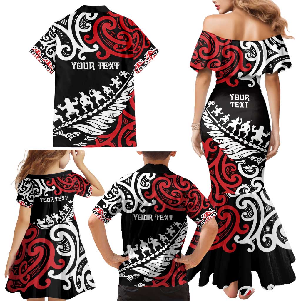 Honour The Treaty New Zealand Personalised Family Matching Mermaid Dress and Hawaiian Shirt Toitu Te Tiriti Half Fern with Haka dance