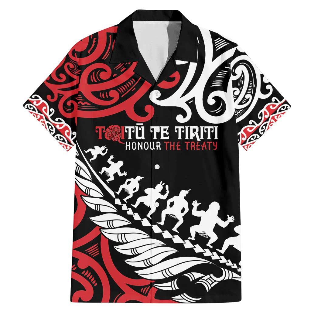 Honour The Treaty New Zealand Personalised Family Matching Mermaid Dress and Hawaiian Shirt Toitu Te Tiriti Half Fern with Haka dance