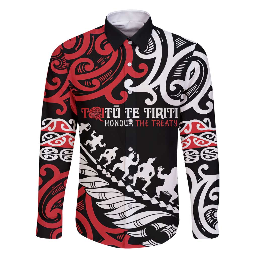 Honour The Treaty New Zealand Personalised Family Matching Mermaid Dress and Hawaiian Shirt Toitu Te Tiriti Half Fern with Haka dance