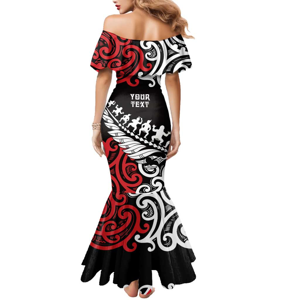 Honour The Treaty New Zealand Personalised Family Matching Mermaid Dress and Hawaiian Shirt Toitu Te Tiriti Half Fern with Haka dance