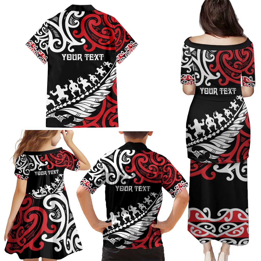 Honour The Treaty New Zealand Personalised Family Matching Puletasi and Hawaiian Shirt Toitu Te Tiriti Half Fern with Haka dance