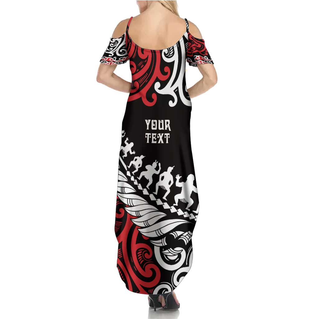 Honour The Treaty New Zealand Personalised Family Matching Summer Maxi Dress and Hawaiian Shirt Toitu Te Tiriti Half Fern with Haka dance