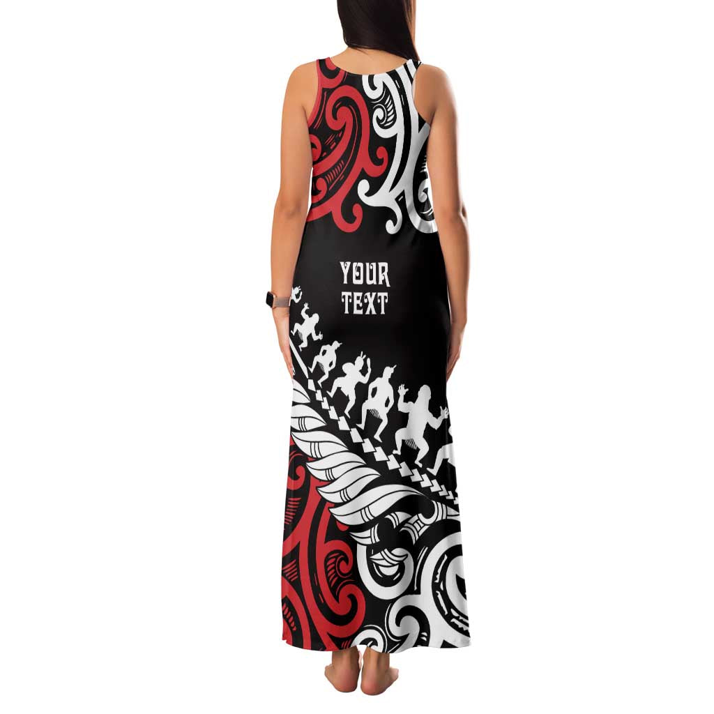 Honour The Treaty New Zealand Personalised Family Matching Tank Maxi Dress and Hawaiian Shirt Toitu Te Tiriti Half Fern with Haka dance