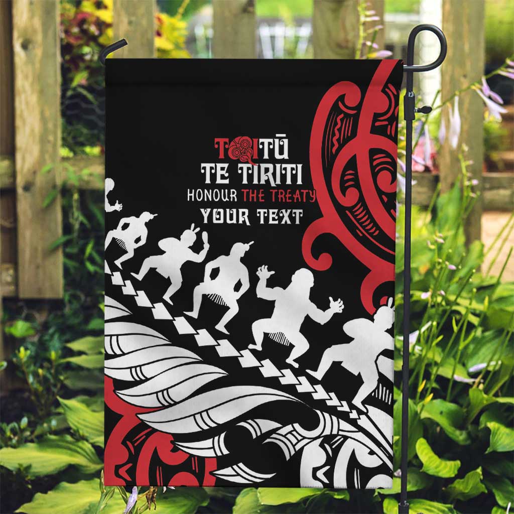 Honour The Treaty New Zealand Personalised Garden Flag Toitu Te Tiriti Half Fern with Haka dance - Vibe Hoodie Shop