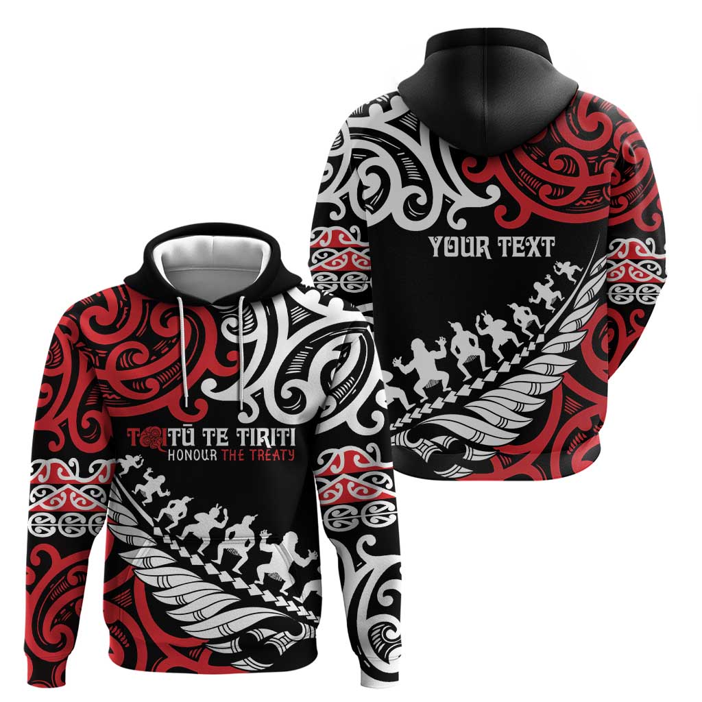 Honour The Treaty New Zealand Personalised Hoodie Toitu Te Tiriti Half Fern with Haka dance LT9 - Vibe Hoodie Shop