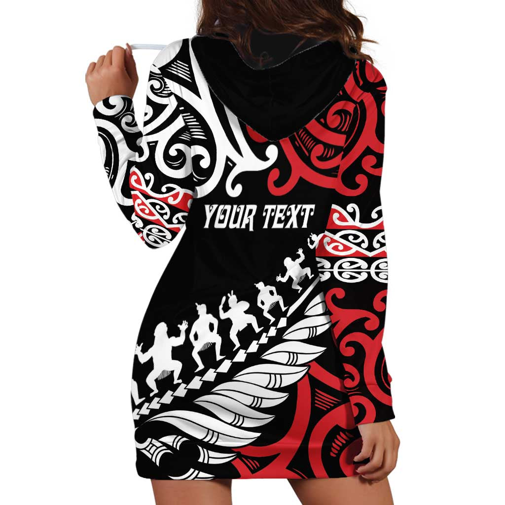 Honour The Treaty New Zealand Personalised Hoodie Dress Toitu Te Tiriti Half Fern with Haka dance - Vibe Hoodie Shop