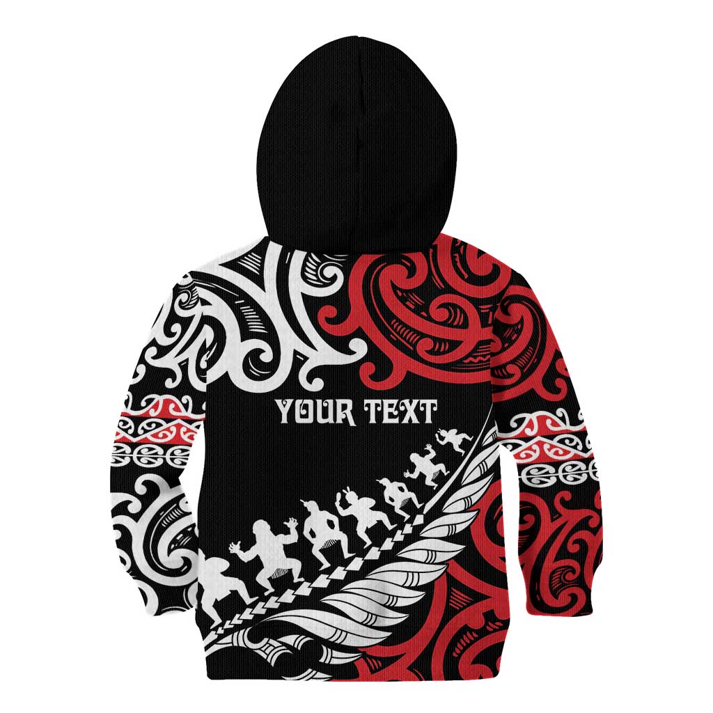 Honour The Treaty New Zealand Personalised Kid Hoodie Toitu Te Tiriti Half Fern with Haka dance - Vibe Hoodie Shop