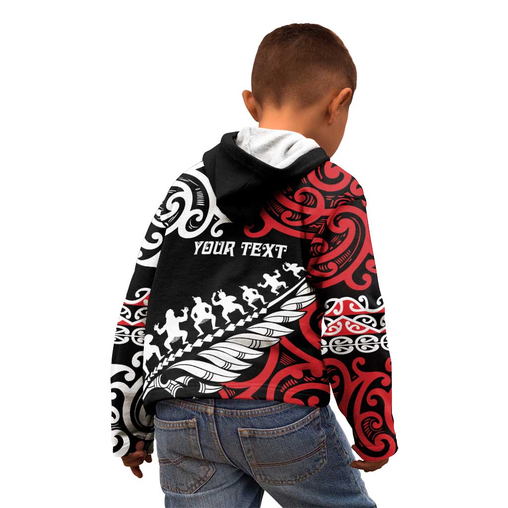 Honour The Treaty New Zealand Personalised Kid Hoodie Toitu Te Tiriti Half Fern with Haka dance - Vibe Hoodie Shop