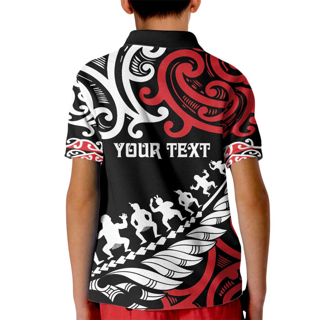 Honour The Treaty New Zealand Personalised Kid Polo Shirt Toitu Te Tiriti Half Fern with Haka dance - Vibe Hoodie Shop