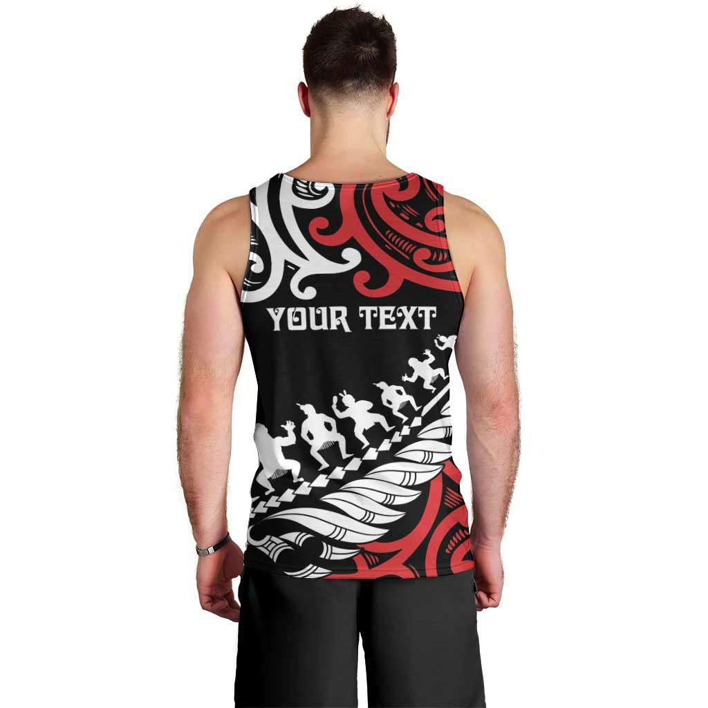 Honour The Treaty New Zealand Personalised Men Tank Top Toitu Te Tiriti Half Fern with Haka dance - Vibe Hoodie Shop