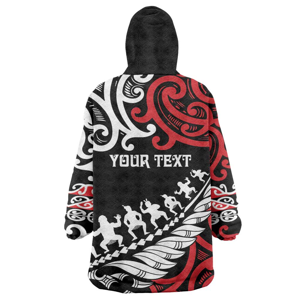 Honour The Treaty New Zealand Personalised Wearable Blanket Hoodie Toitu Te Tiriti Half Fern with Haka dance - Vibe Hoodie Shop