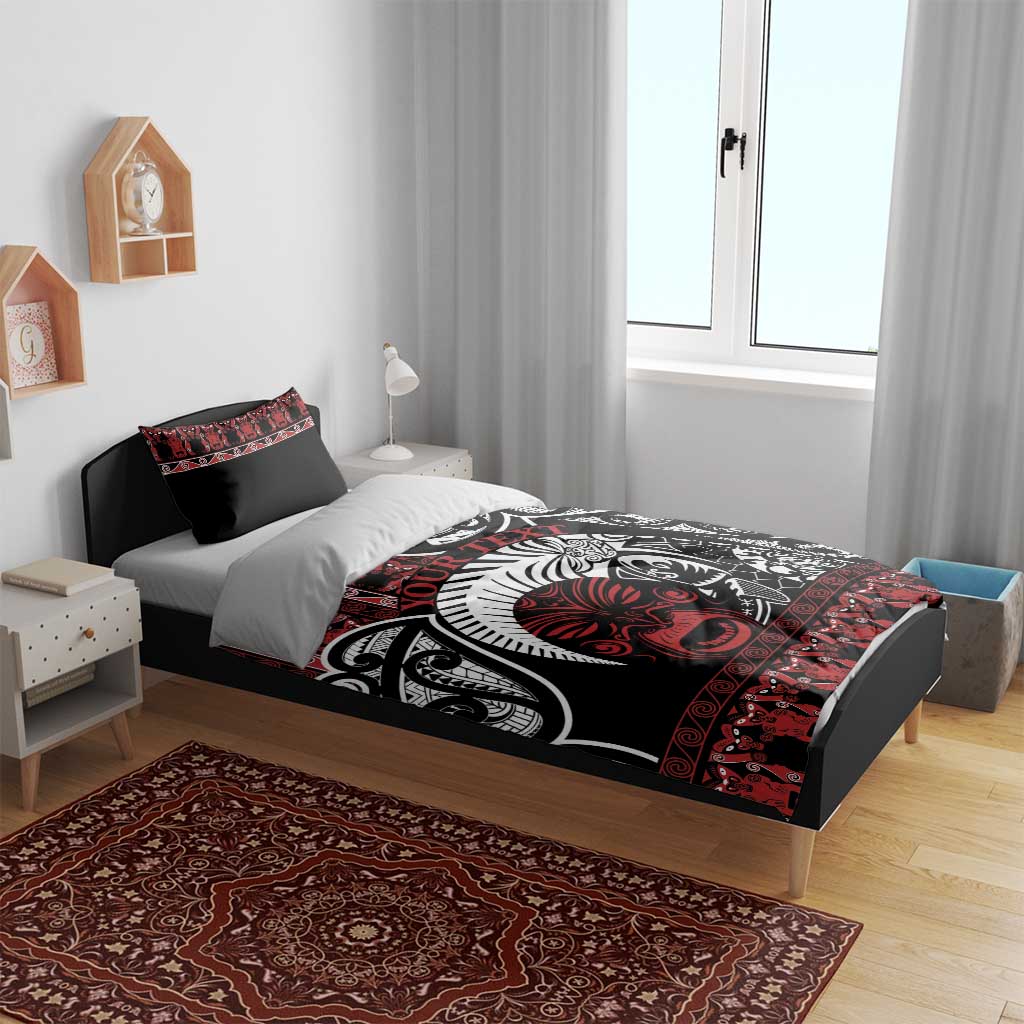 Honour The Treaty New Zealand Personalised Bedding Set Toitu Te Tiriti Indigenous Maori Face - Vibe Hoodie Shop