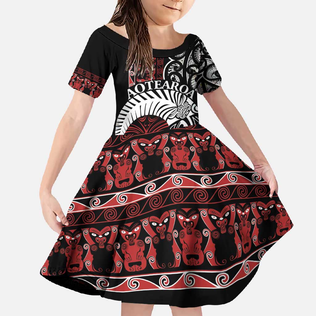 Honour The Treaty New Zealand Personalised Family Matching Mermaid Dress and Hawaiian Shirt Toitu Te Tiriti Indigenous Maori Face