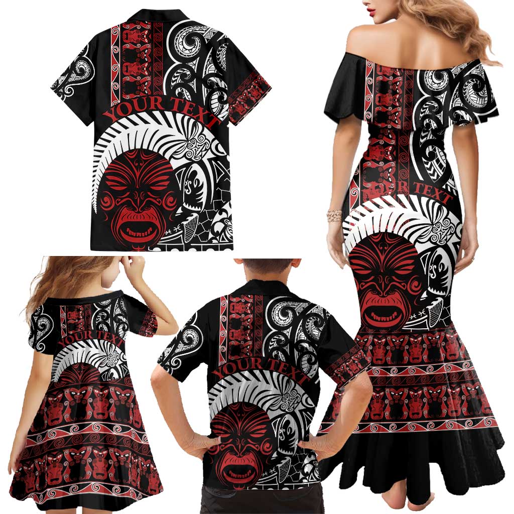 Honour The Treaty New Zealand Personalised Family Matching Mermaid Dress and Hawaiian Shirt Toitu Te Tiriti Indigenous Maori Face