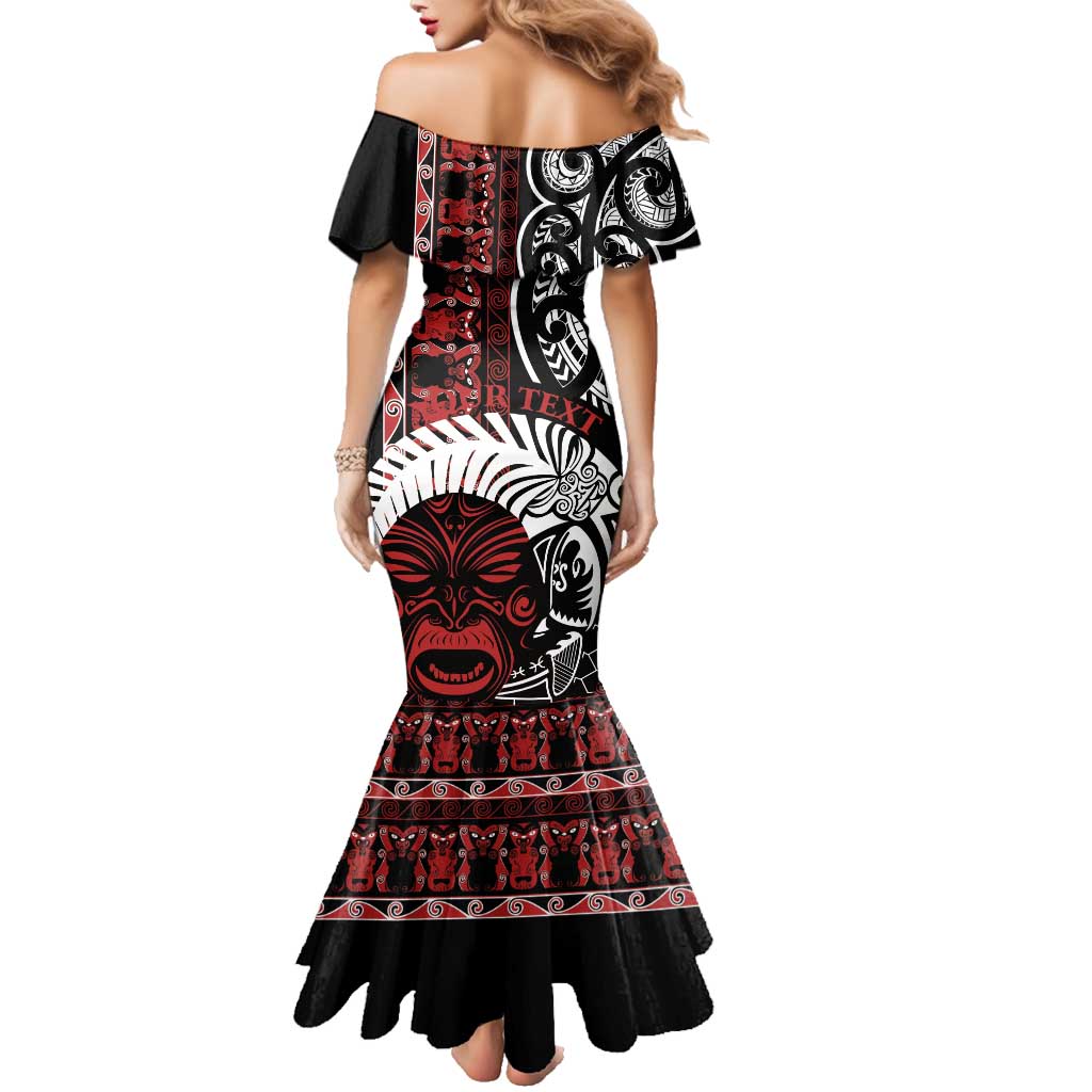 Honour The Treaty New Zealand Personalised Family Matching Mermaid Dress and Hawaiian Shirt Toitu Te Tiriti Indigenous Maori Face