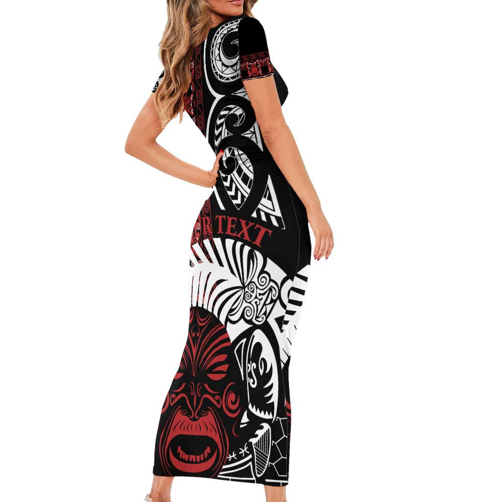 Honour The Treaty New Zealand Personalised Family Matching Short Sleeve Bodycon Dress and Hawaiian Shirt Toitu Te Tiriti Indigenous Maori Face