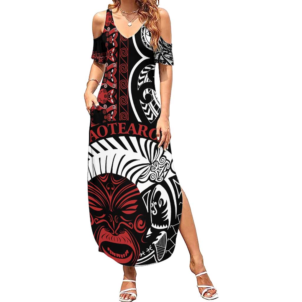 Honour The Treaty New Zealand Personalised Family Matching Summer Maxi Dress and Hawaiian Shirt Toitu Te Tiriti Indigenous Maori Face