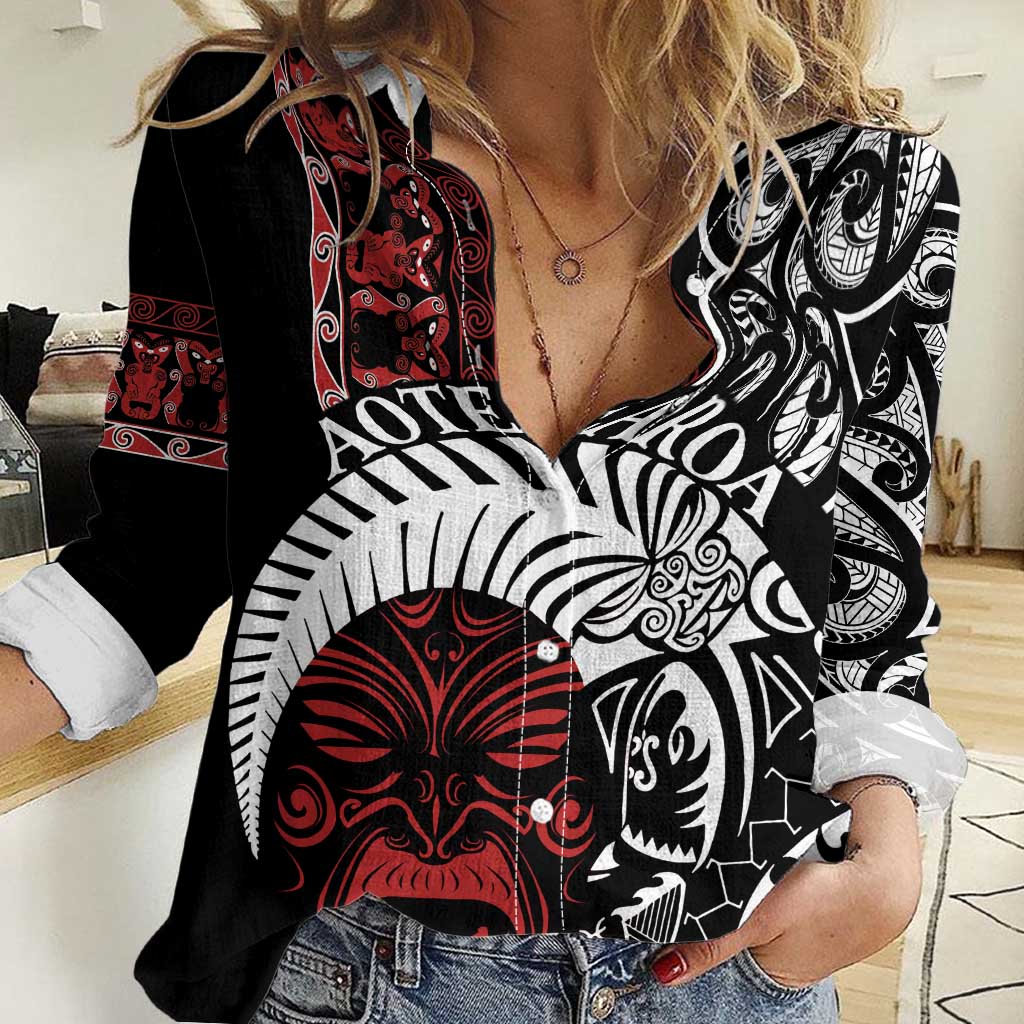 Honour The Treaty New Zealand Personalised Women Casual Shirt Toitu Te Tiriti Indigenous Maori Face - Vibe Hoodie Shop