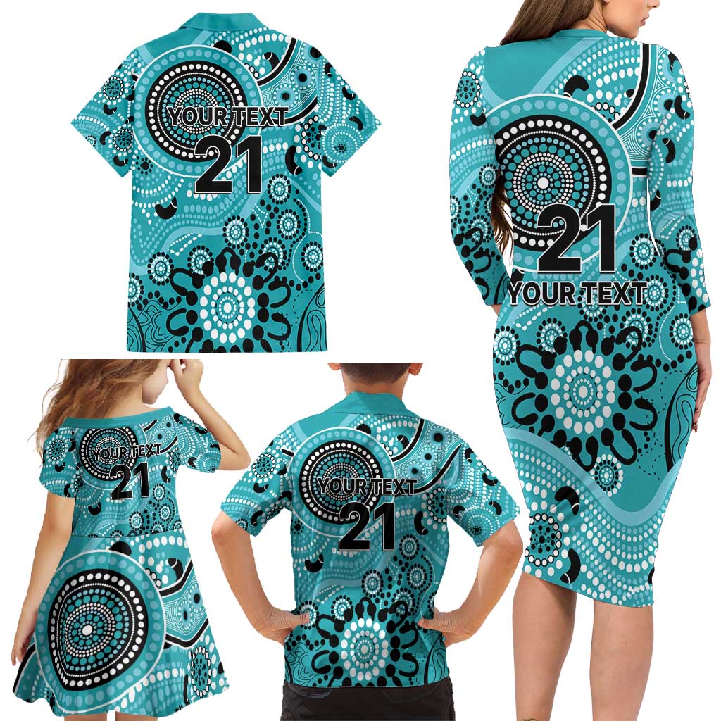 Heat Cricket Custom Family Matching Long Sleeve Bodycon Dress and Hawaiian Shirt Australian Aboriginal