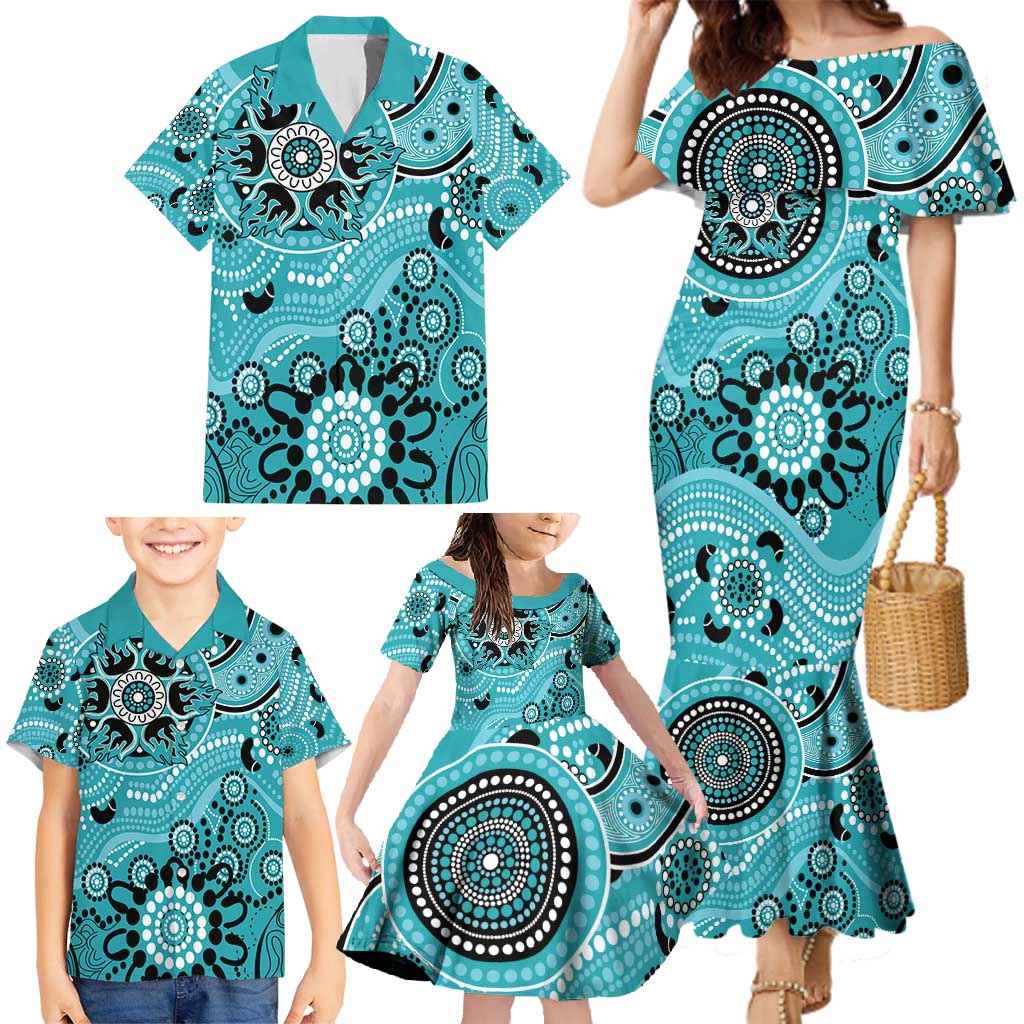 Heat Cricket Custom Family Matching Mermaid Dress and Hawaiian Shirt Australian Aboriginal