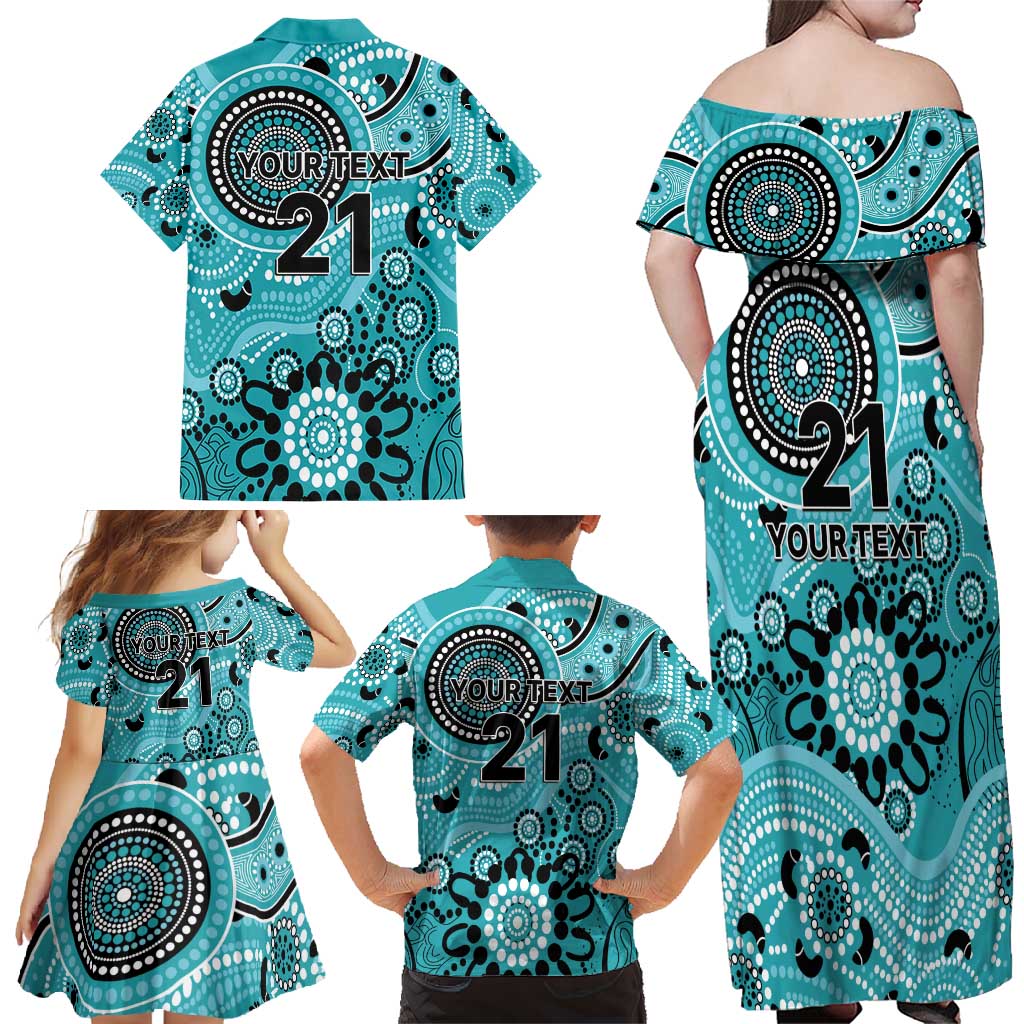 Heat Cricket Custom Family Matching Off Shoulder Maxi Dress and Hawaiian Shirt Australian Aboriginal