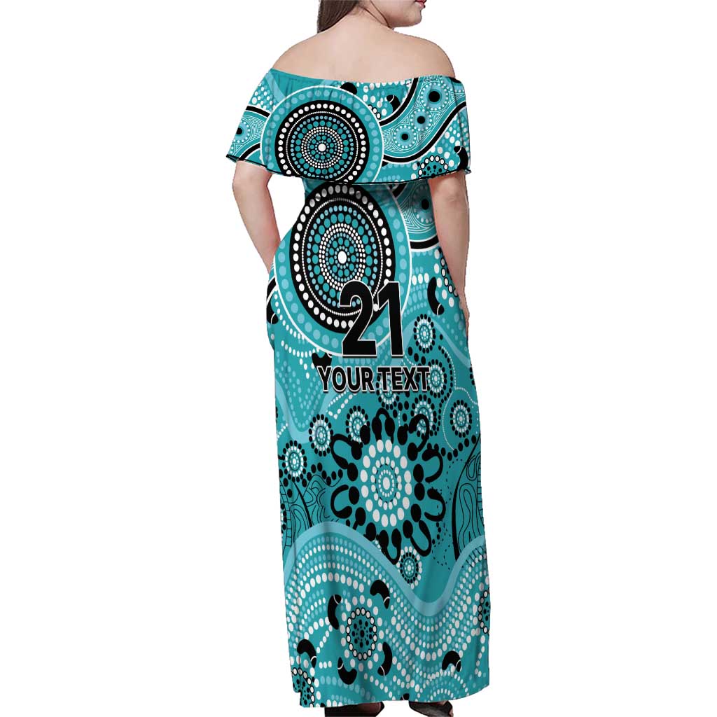 Heat Cricket Custom Family Matching Off Shoulder Maxi Dress and Hawaiian Shirt Australian Aboriginal