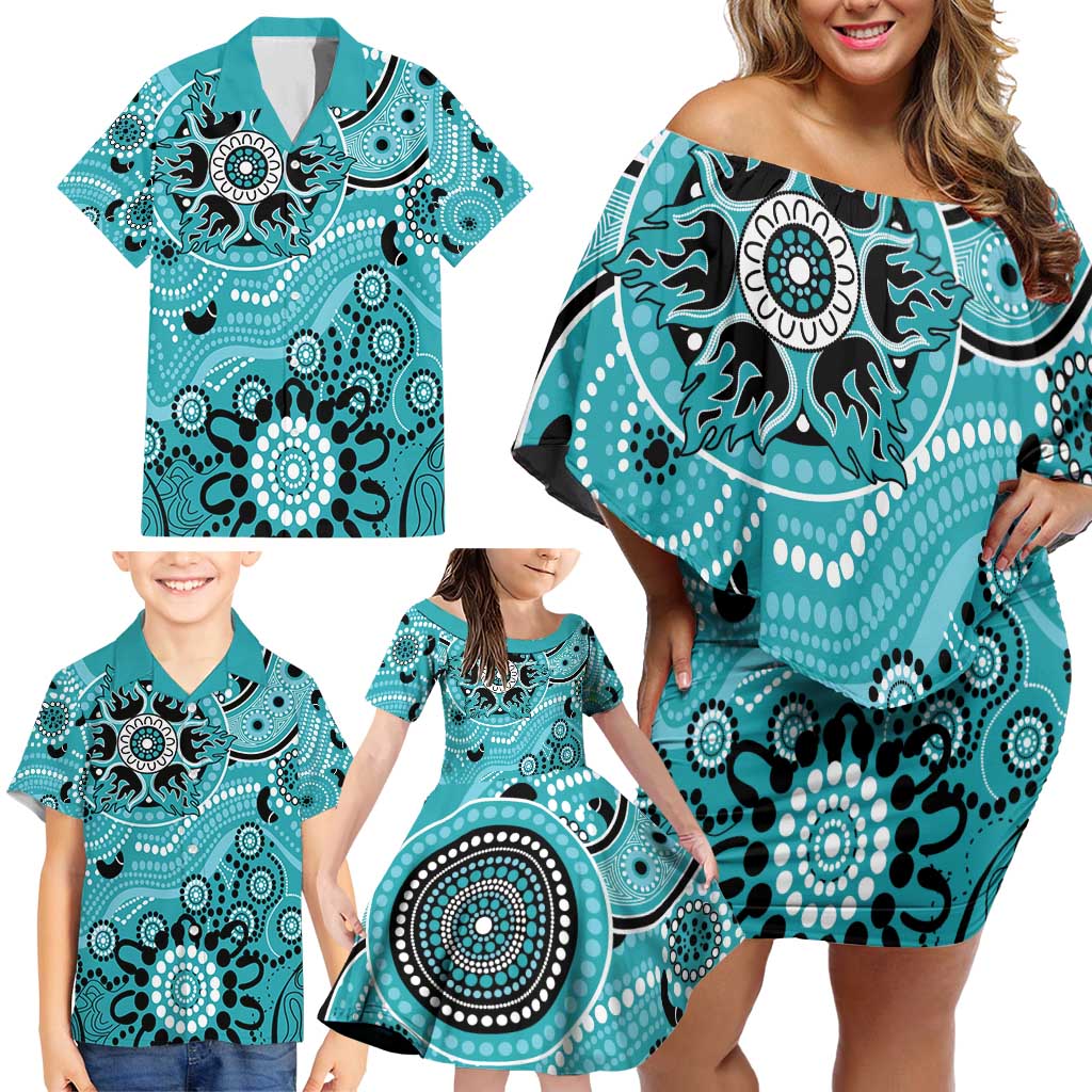 Heat Cricket Custom Family Matching Off Shoulder Short Dress and Hawaiian Shirt Australian Aboriginal