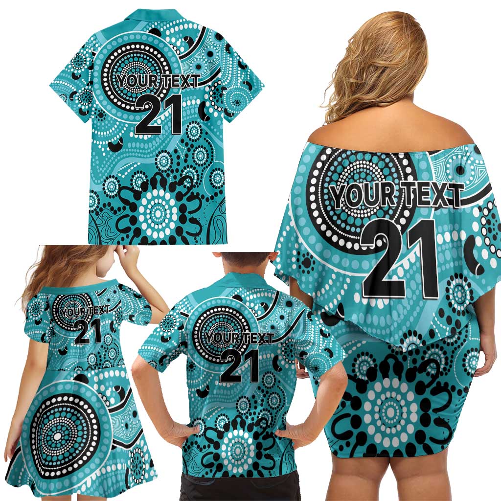 Heat Cricket Custom Family Matching Off Shoulder Short Dress and Hawaiian Shirt Australian Aboriginal