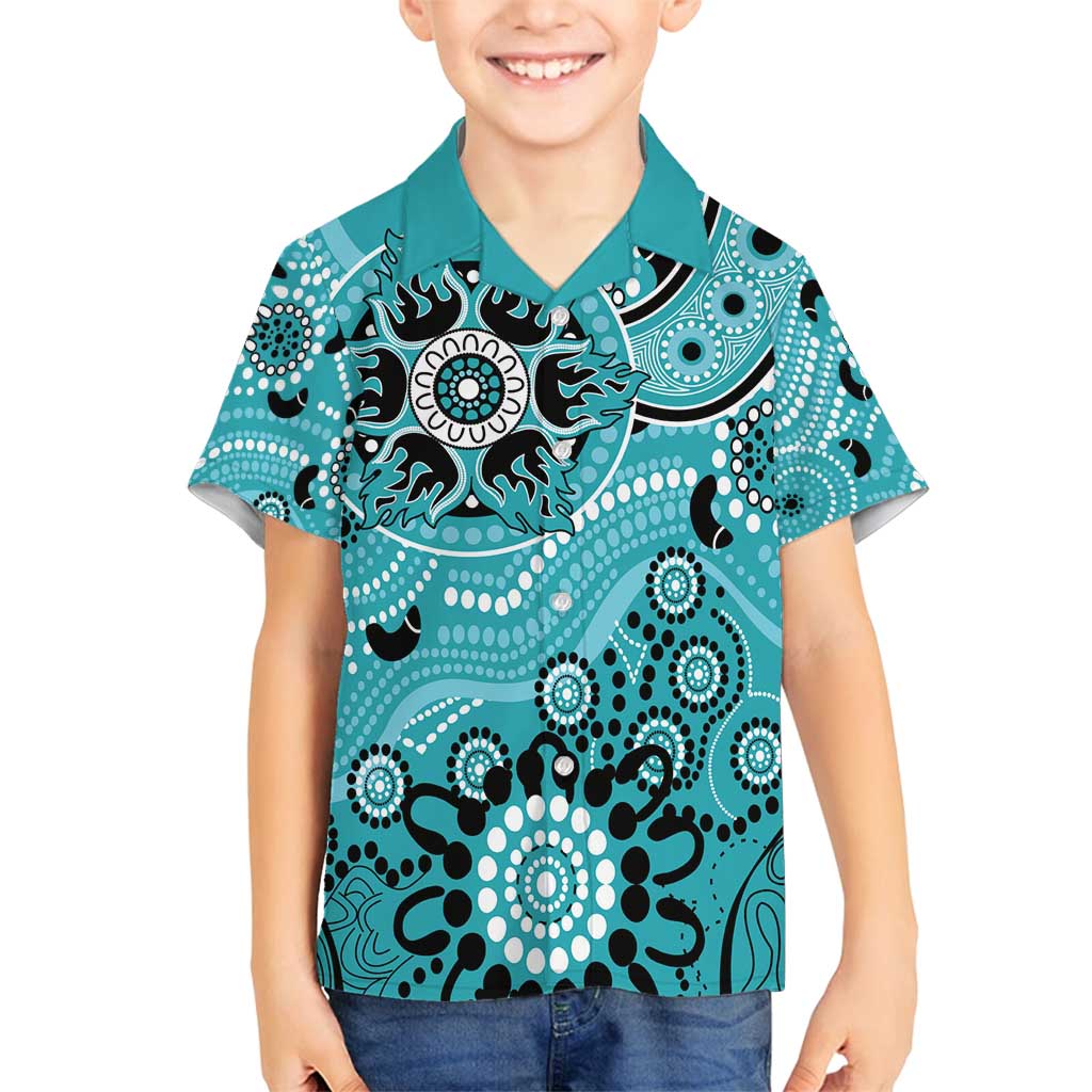 Heat Cricket Custom Family Matching Off Shoulder Short Dress and Hawaiian Shirt Australian Aboriginal