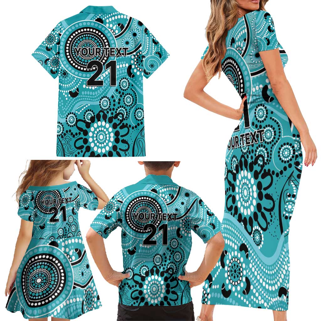 Heat Cricket Custom Family Matching Short Sleeve Bodycon Dress and Hawaiian Shirt Australian Aboriginal