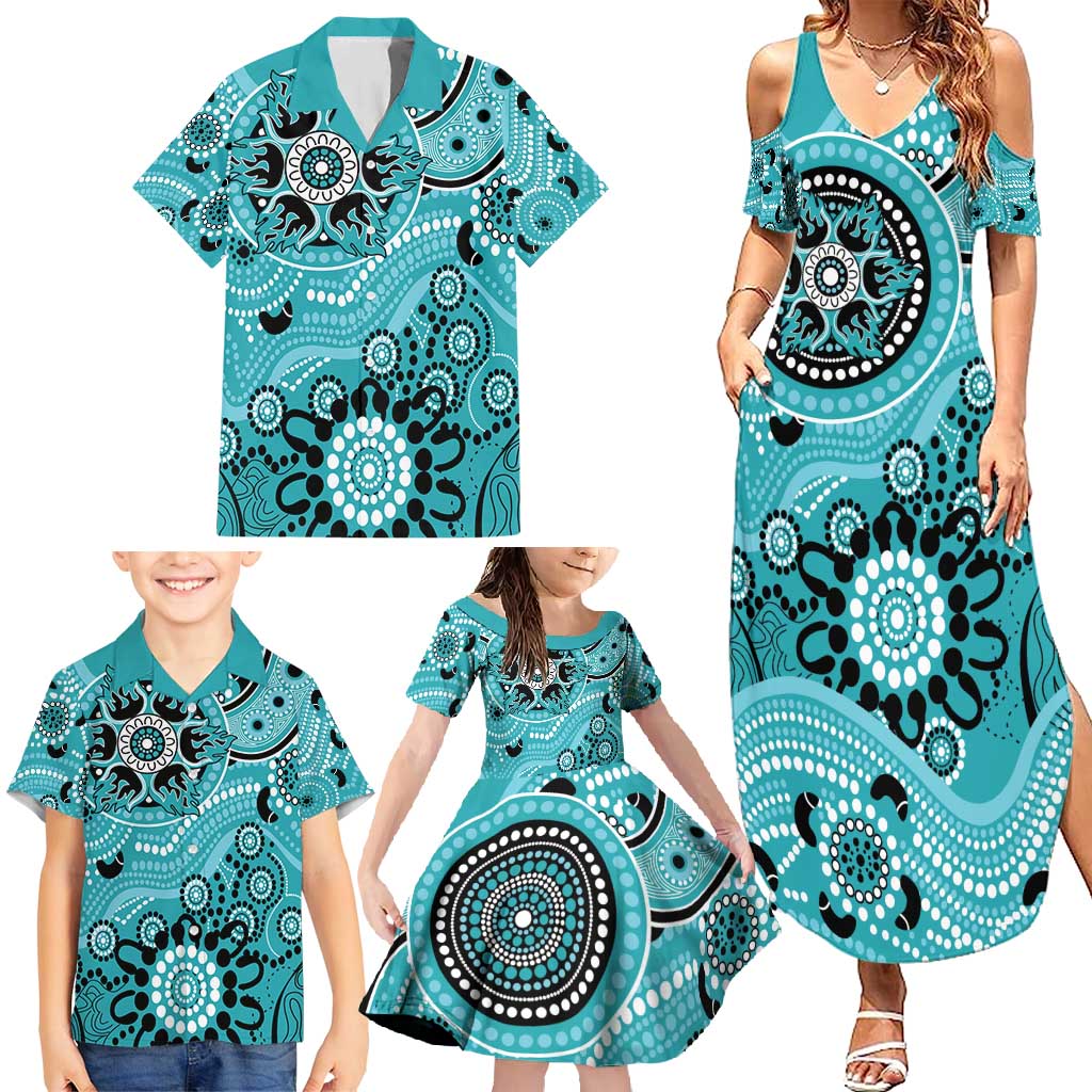 Heat Cricket Custom Family Matching Summer Maxi Dress and Hawaiian Shirt Australian Aboriginal