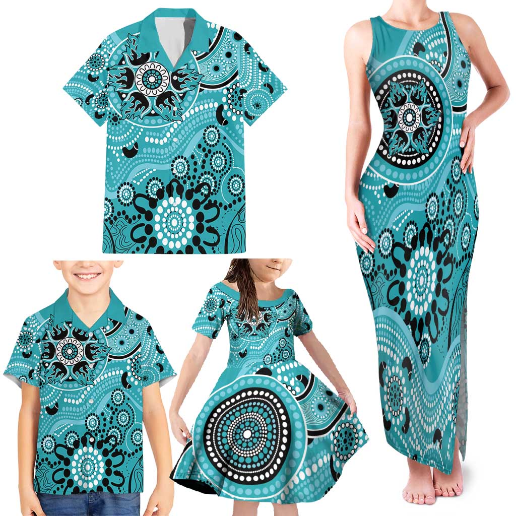 Heat Cricket Custom Family Matching Tank Maxi Dress and Hawaiian Shirt Australian Aboriginal