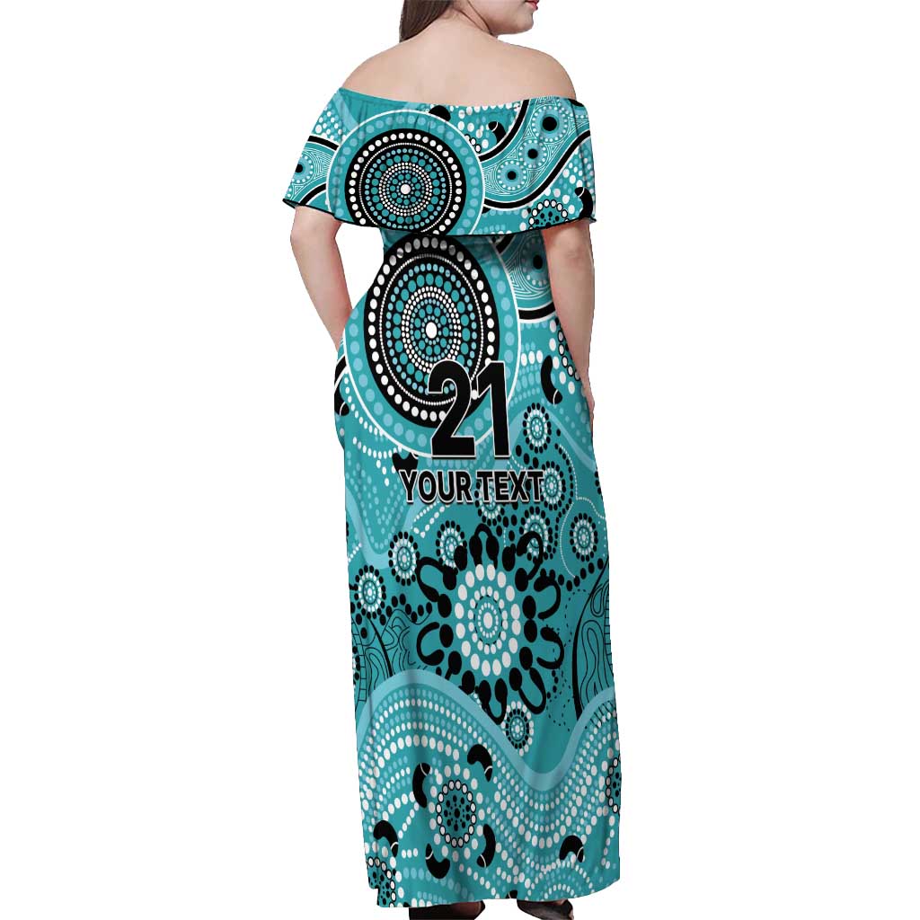 Heat Cricket Custom Off Shoulder Maxi Dress Australian Aboriginal