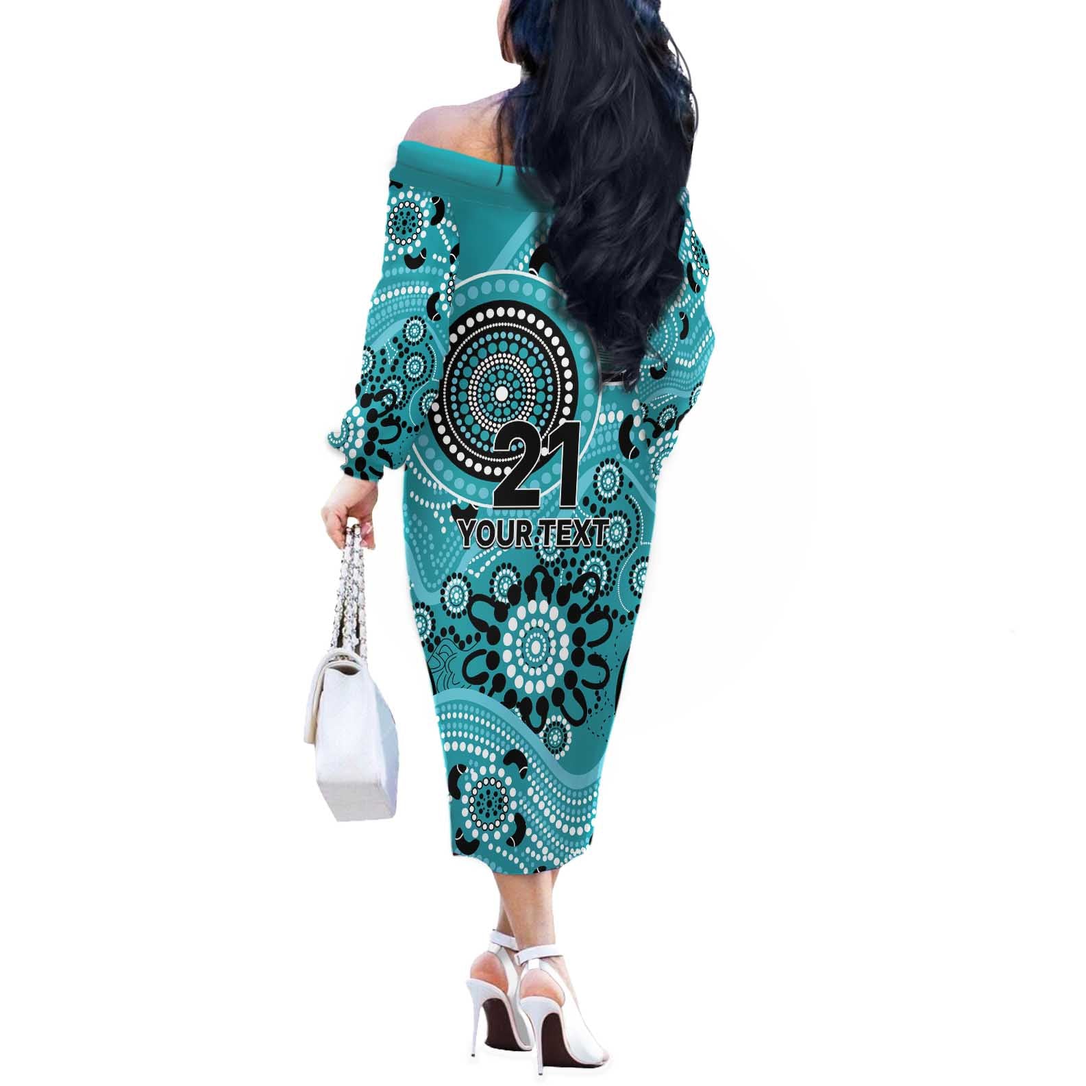 Heat Cricket Custom Off The Shoulder Long Sleeve Dress Australian Aboriginal