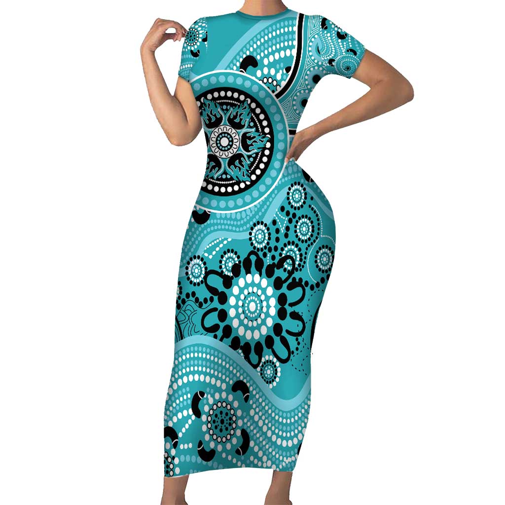 Heat Cricket Custom Short Sleeve Bodycon Dress Australian Aboriginal