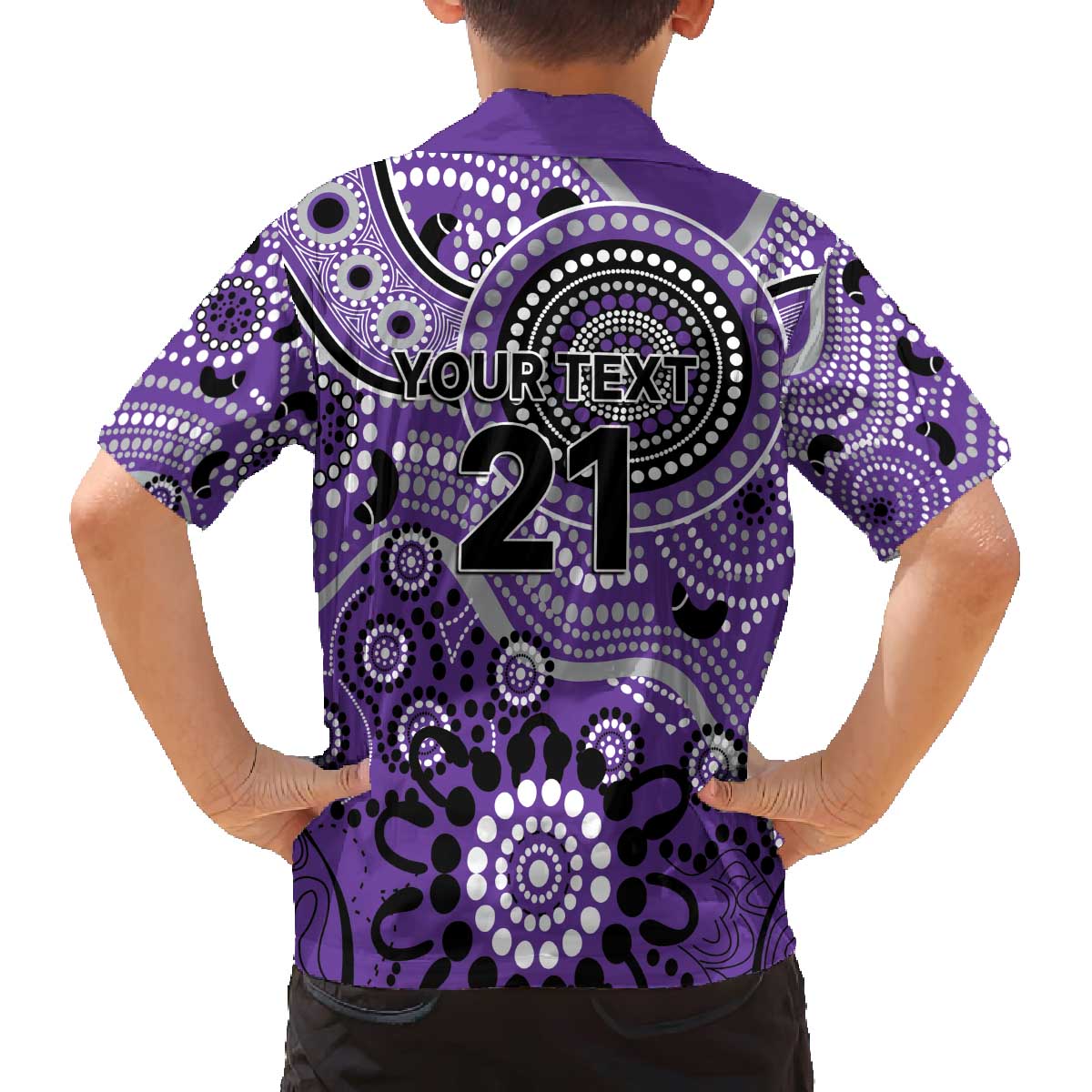 Hurricanes Cricket Custom Family Matching Off The Shoulder Long Sleeve Dress and Hawaiian Shirt Australian Aboriginal