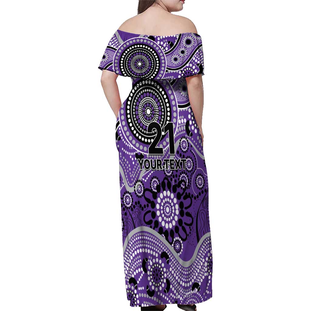 Hurricanes Cricket Custom Family Matching Off Shoulder Maxi Dress and Hawaiian Shirt Australian Aboriginal