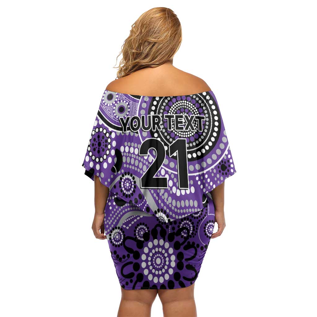 Hurricanes Cricket Custom Family Matching Off Shoulder Short Dress and Hawaiian Shirt Australian Aboriginal