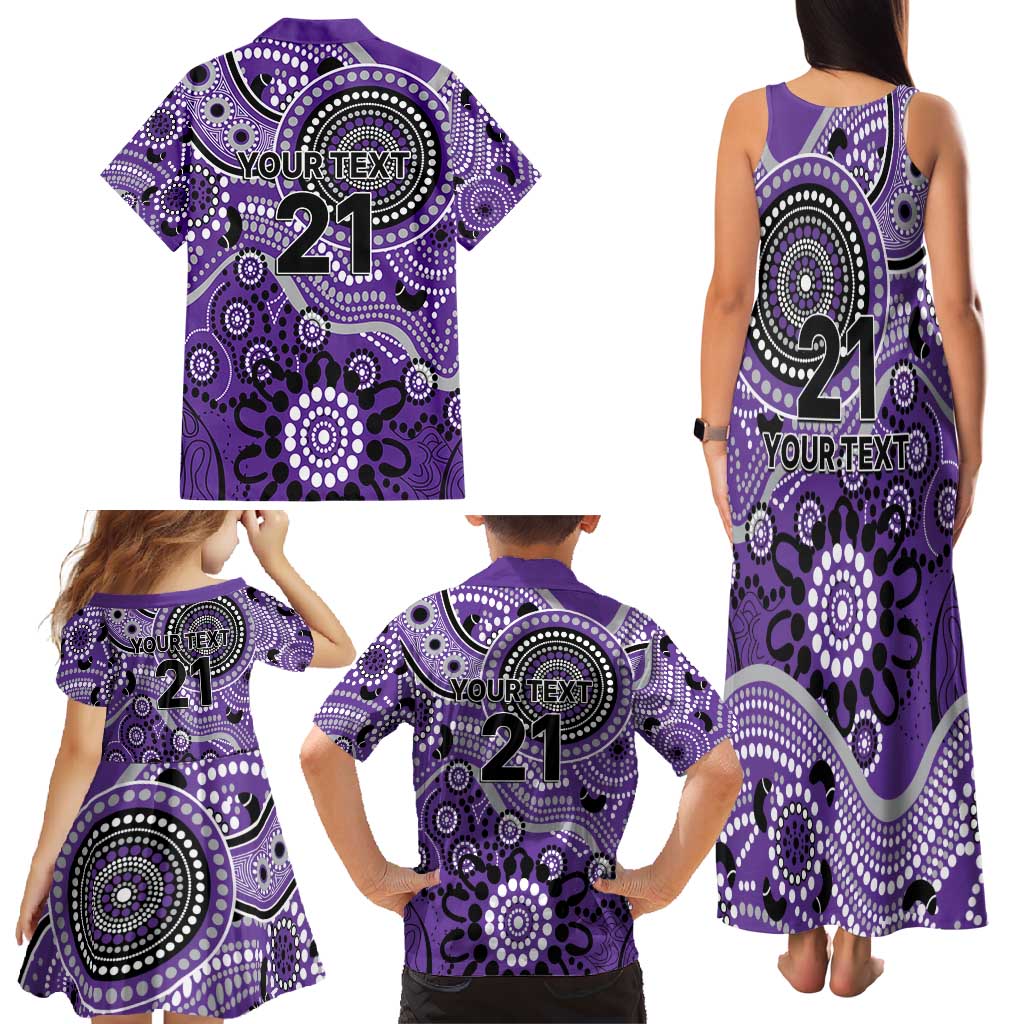 Hurricanes Cricket Custom Family Matching Tank Maxi Dress and Hawaiian Shirt Australian Aboriginal